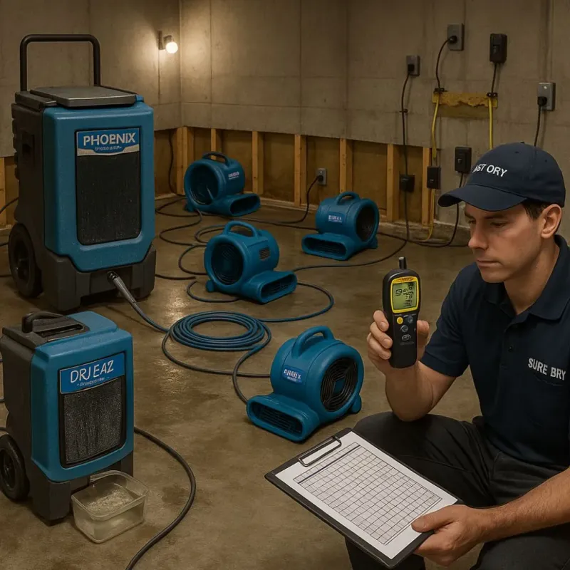 Structural Drying and Dehumidification process in Roanoke, TX